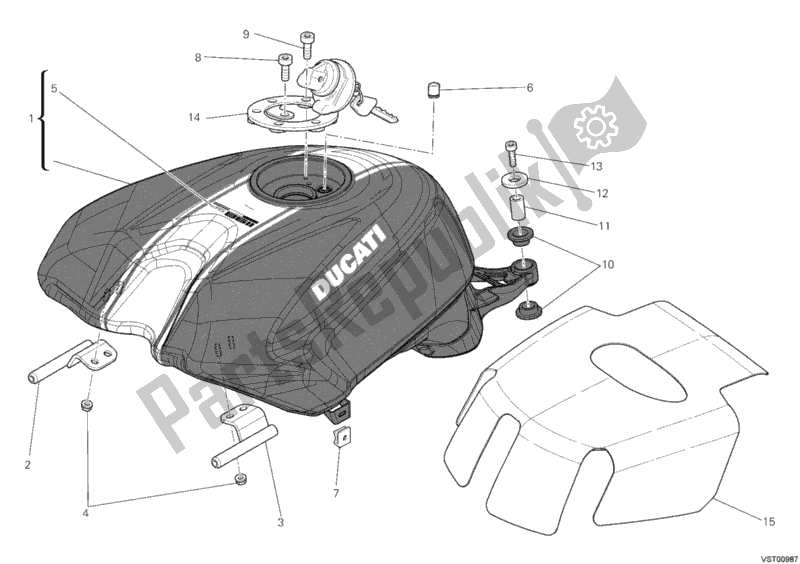 Tutte le parti per il Serbatoio Di Carburante del Ducati Superbike 1198 SP 2011